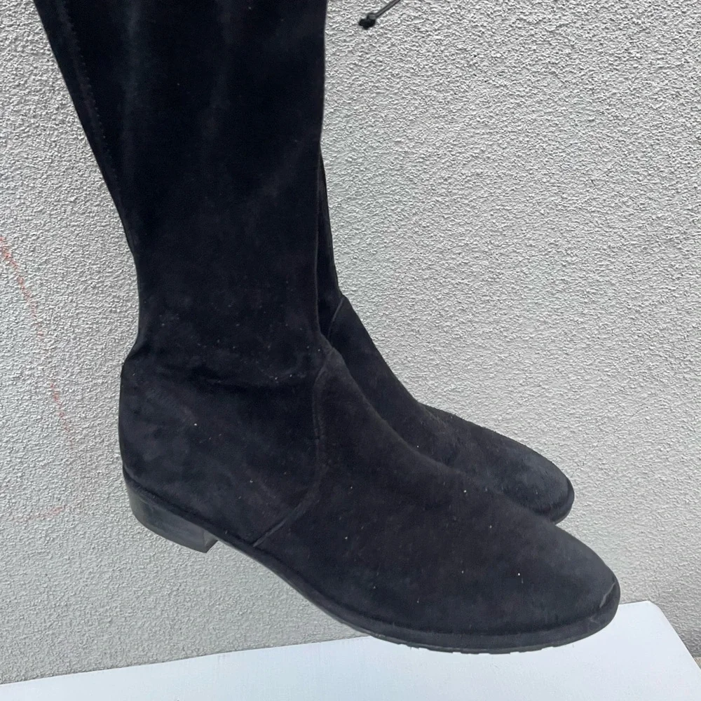 Stuart Weitzman OTK Lowland Boots Shoes Suede Over the Knee Black